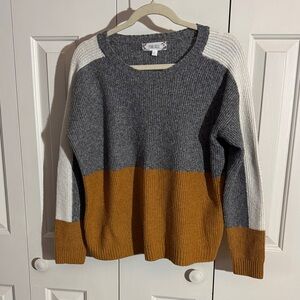 Pink Rose Gray and Tan Colorblock Sweater